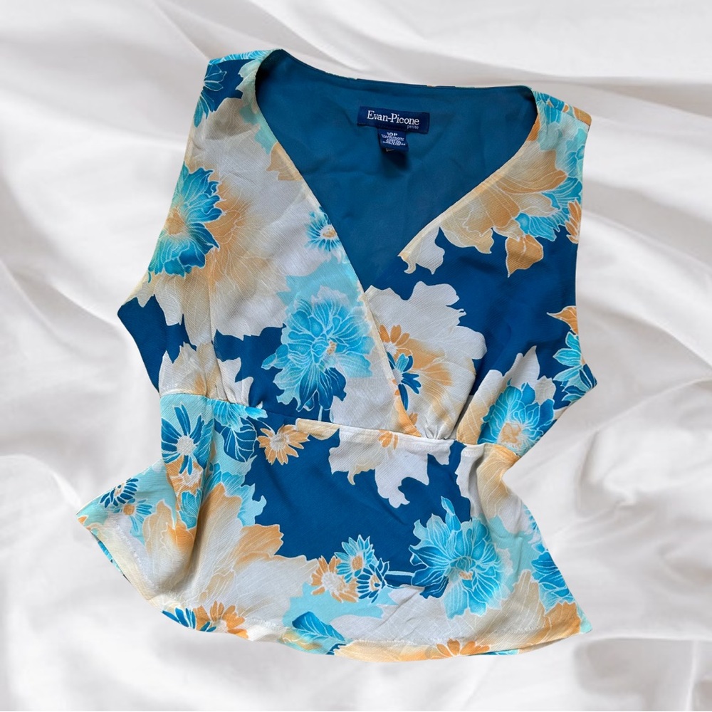 Blue Floral Boho Tank Top